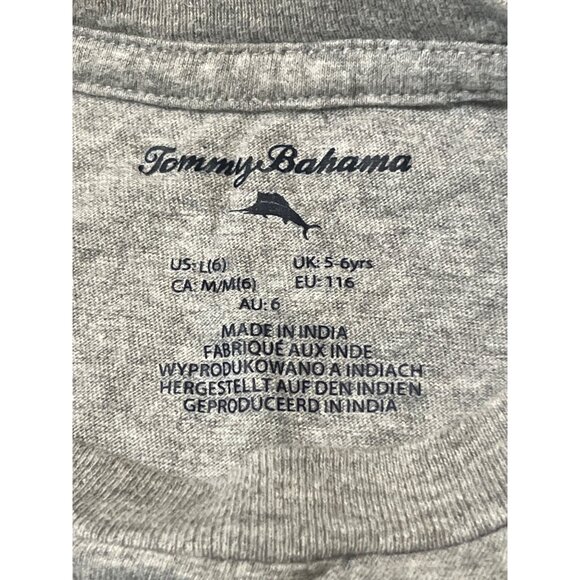 Tommy Bahama Boys Gray Pocket T Shirt Short Sleeves Blue Embroidery LogoSize L(6 - Picture 4 of 4